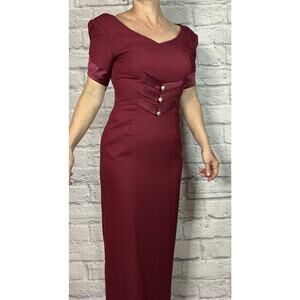 Stunning Crimson Red Alyce Designs Vintage Floor Length Formal Gown/Dress